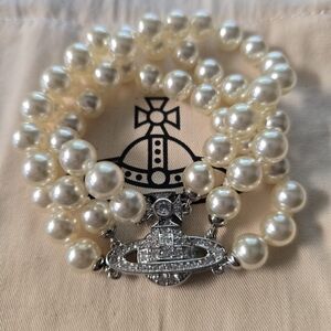 Vivienne Westwood Pearl Bracelet with Silver Charm